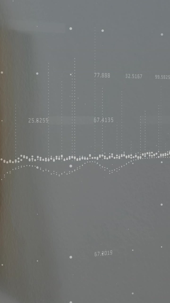 Animation of financial data and graphs over shopping bag