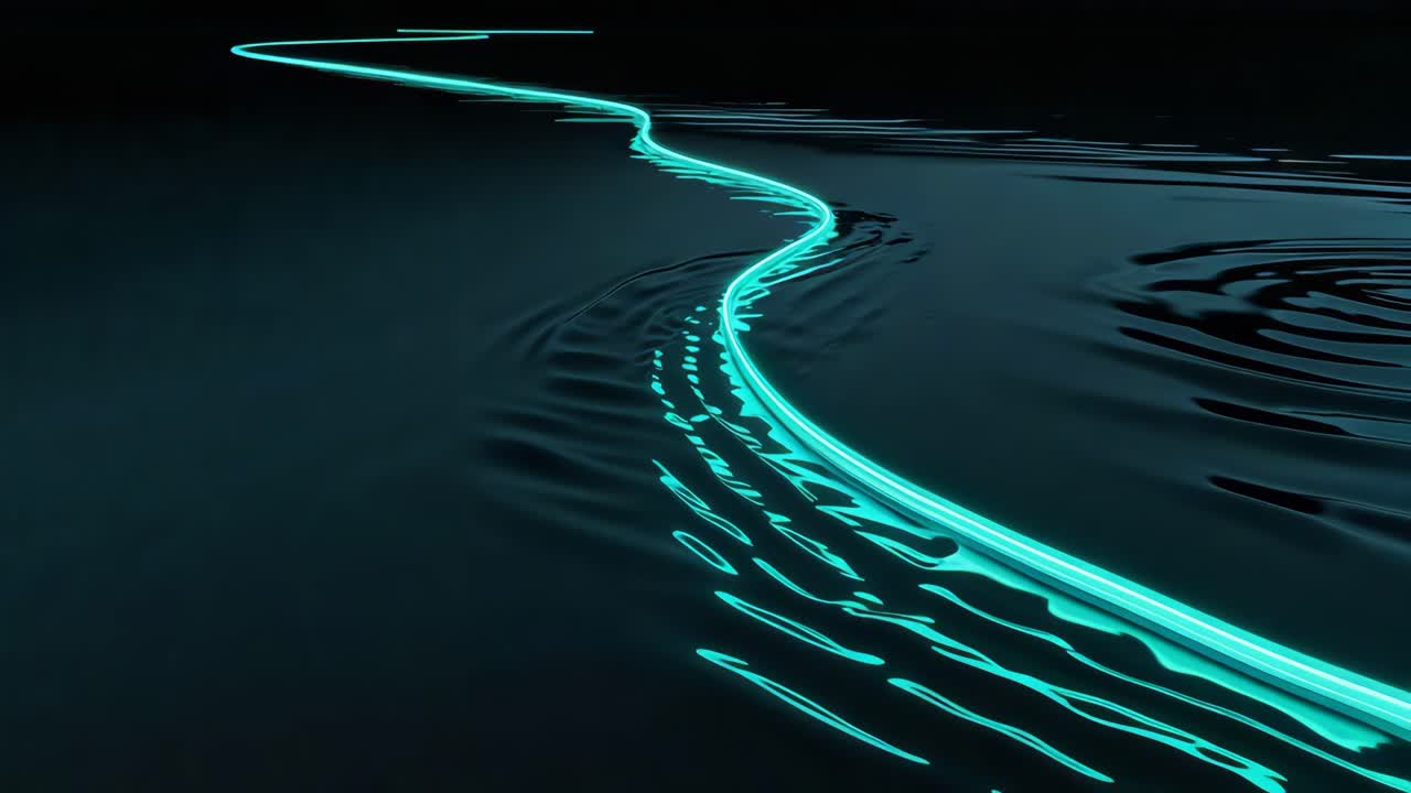 Abstract Glowing Line on Water