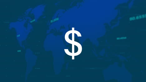 animation of dollar sign over financial data processing