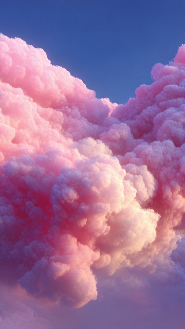 A Beautiful Display of Pink Clouds Against a Bright Blue Sky, Capturing the Essence of Serenity and Tranquility in Nature's Colorful Skyscape