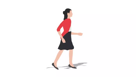 walking woman cartoon animation. loop animation ( 4k video ).