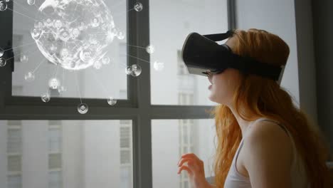 Woman-use-a-3D-glasses-and-sees-a-connected-earth