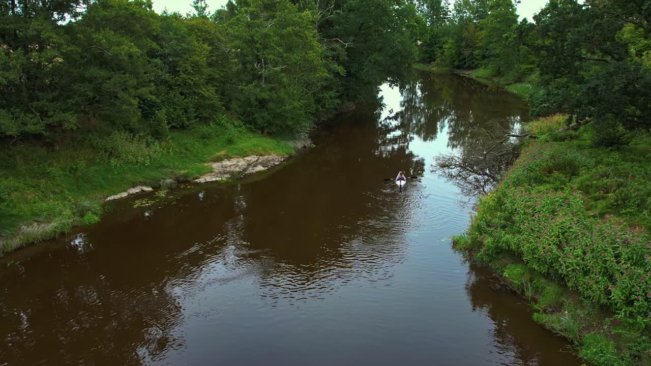 Peaceful Kayak Journey on Dalbergsan River, Asebro, Mellerud, Dalsland, Sweden