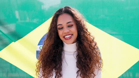 Woman,-face-and-smile-with-Brazil