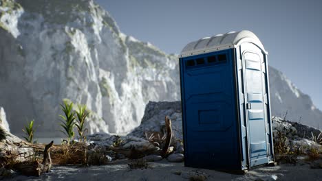 portable mobile toilet in the beach. chemical wc cabin