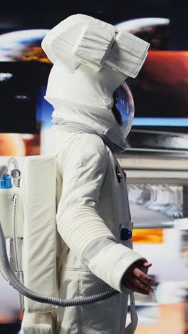 vertical video space man on a deep space mission surrounded by stars and the vast galaxy
