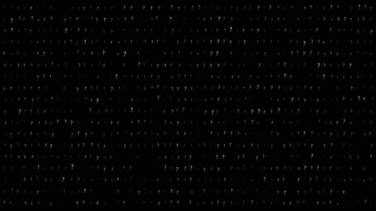 Dynamic watermark overlay, question marks on black background, Seamless loop
