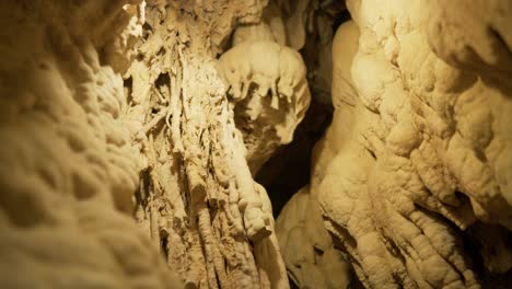 stalactite stalagmites inside cave landscape in mountain close up