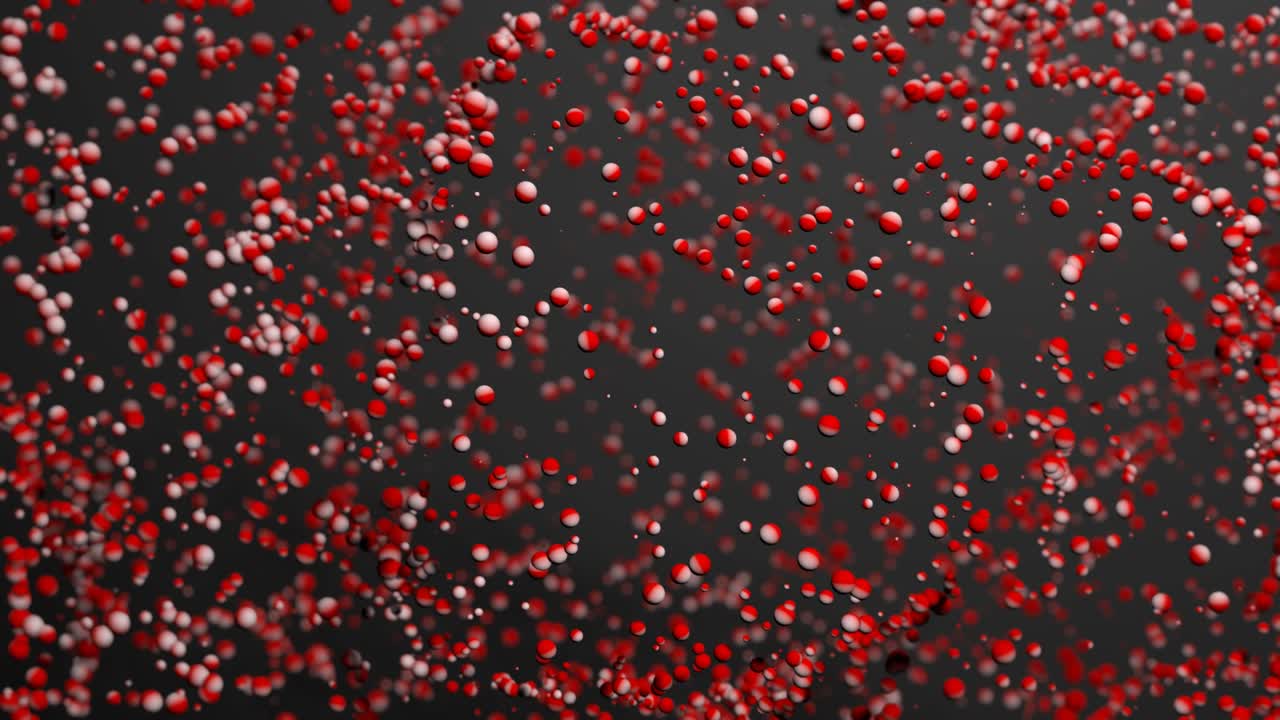 은색 추상 입자가 박동하는 4k 배경, 어두운 배경에 점이 있는 모션 디자인