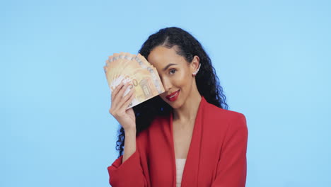 portrait of business woman with money