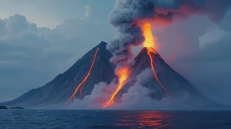 paesaggio di eruzione vulcanica