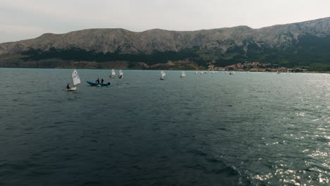 Luftaufnahme-Der-Segelyacht-Regatta-In-Baska,-Krk,-Kroatien---Drohnenaufnahme