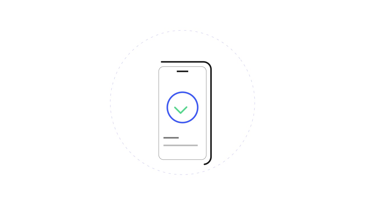 Animazione Minimalista di Caricamento dello Smartphone e Segno di Spunta di Successo