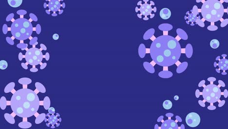 animación de estilo plano de bucle de imágenes del coronavirus 2019-ncov nuevo concepto de coronavirus en fondo azul y su espacio de copia. virus del brote de gripe y coronavirus la gripe como casos de cepa de gripe peligrosos como una pandemia, imágenes de la respuesta aguda severa