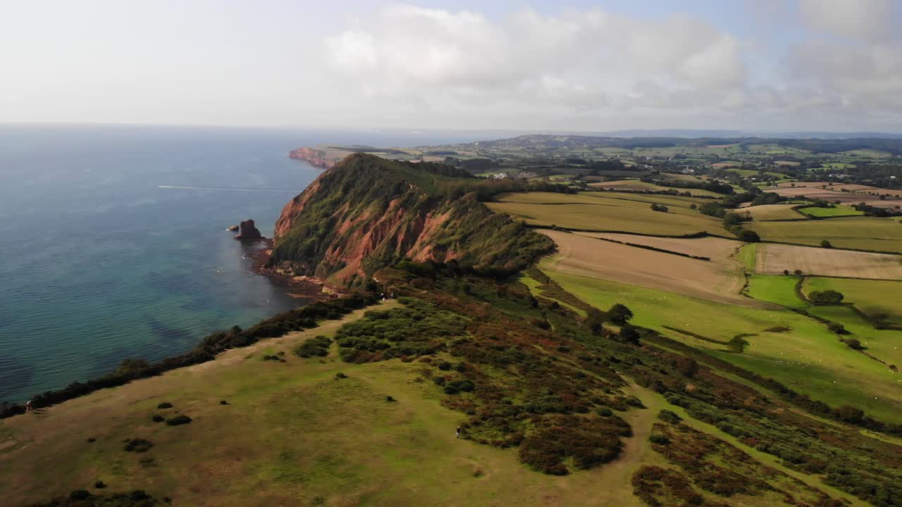 budleigh salterton devon england를 바라보는 데본 절벽의 항공 영상