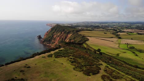 Imágenes-Aéreas-De-Los-Acantilados-De-Devon-Mirando-Hacia-Budleigh-Salterton-Devon,-Inglaterra