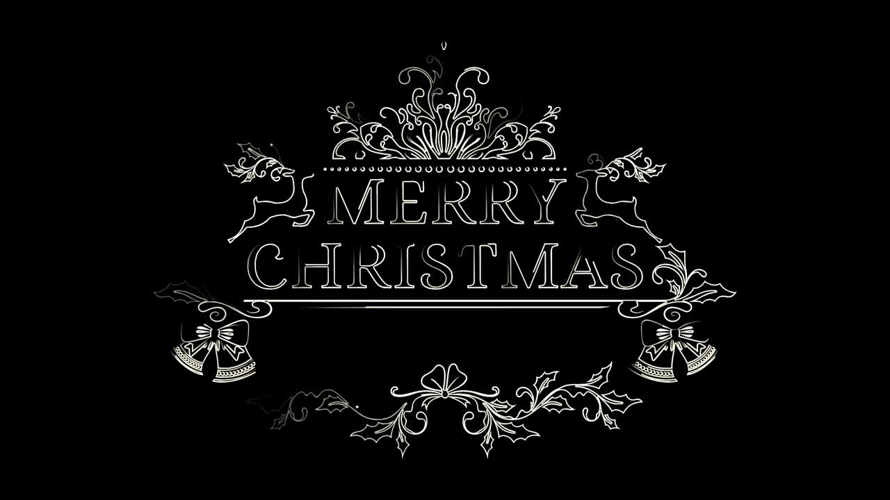 Christmas signboard animation motion neon lines. 4K beautiful text Merry Christmas on the eve of the holiday.
