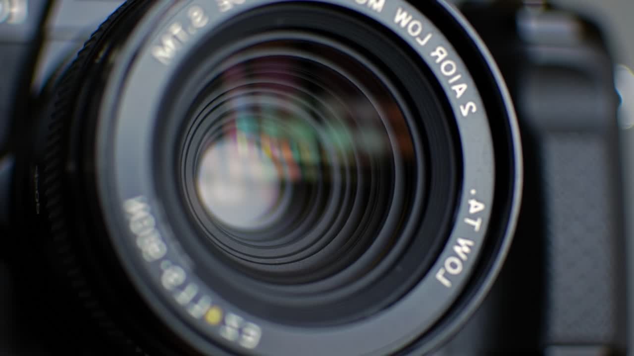 An Close-Up Exploration of a Camera Lens Capturing the Essence of Photography and Its Intricate Details Through a Zoomed-In Perspective