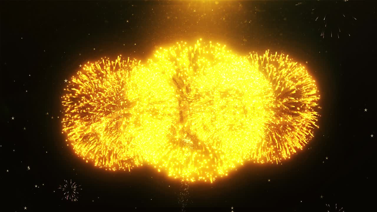 Biglietto d'auguri e auguri di buon 48° compleanno realizzato con particelle di glitter di fuochi d'artificio dorati