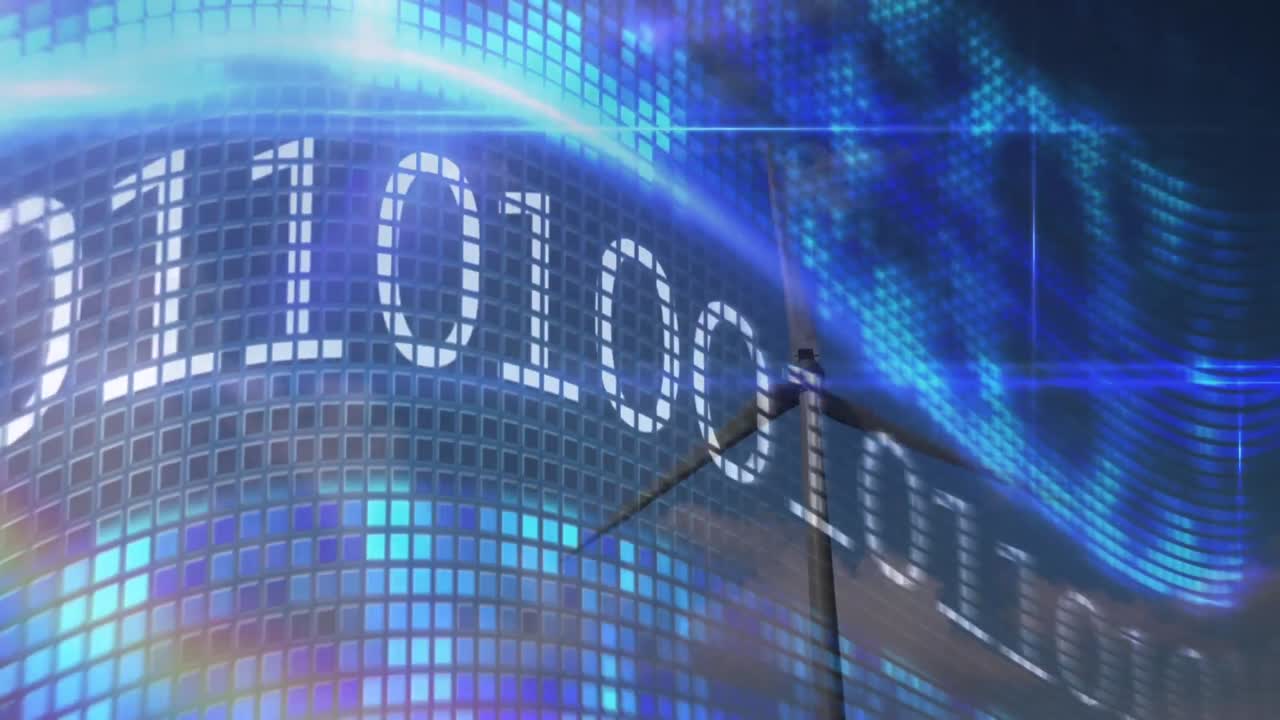 풍력 터빈에서 데이터 처리의 애니메이션