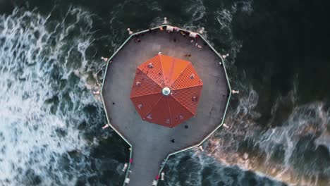 manhattan beach and roundhouse aquarium. aerial orbit view