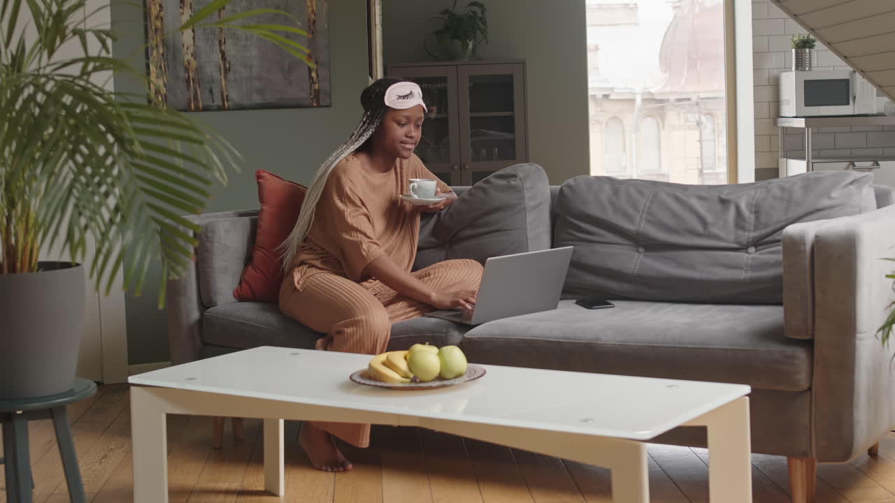 Young Black Woman Working from Home