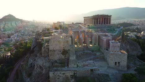 Akropolis-Stadt-Athen-Parthenon,-Symbol-Des-Alten-Griechenlandes,-Berg-Lycabettus,-Parlamentsgebäude,-Wohngebäude