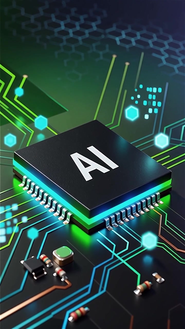 Futuristic AI Chip Motherboard Technology Background