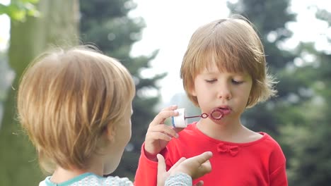 two girls joyfully blowing bubbles in a sunlit park two young women one with blonde hair and the other with vibrant red locks are happily blowing bubbles outdoors in a lush green park their laughter fills the air as they share a delightful moment surrounded by nature and the warmth of a sunny day
