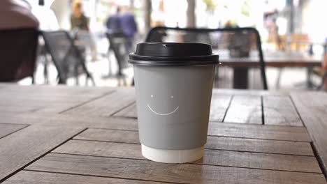 coffee cup on a wooden table