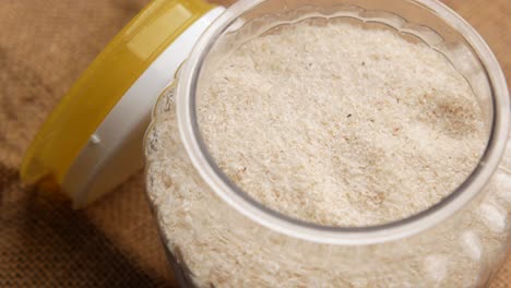 psyllium husk in a glass jar