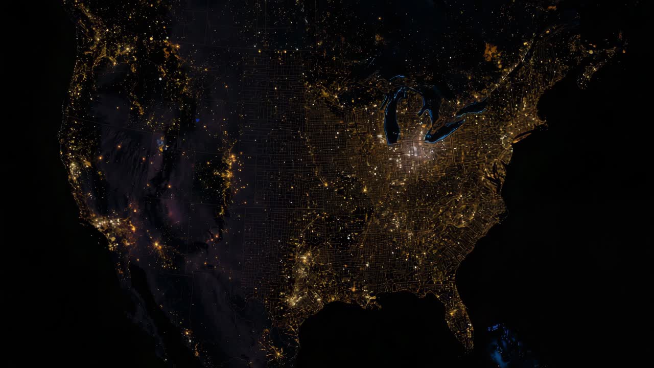 USA at Night from Space