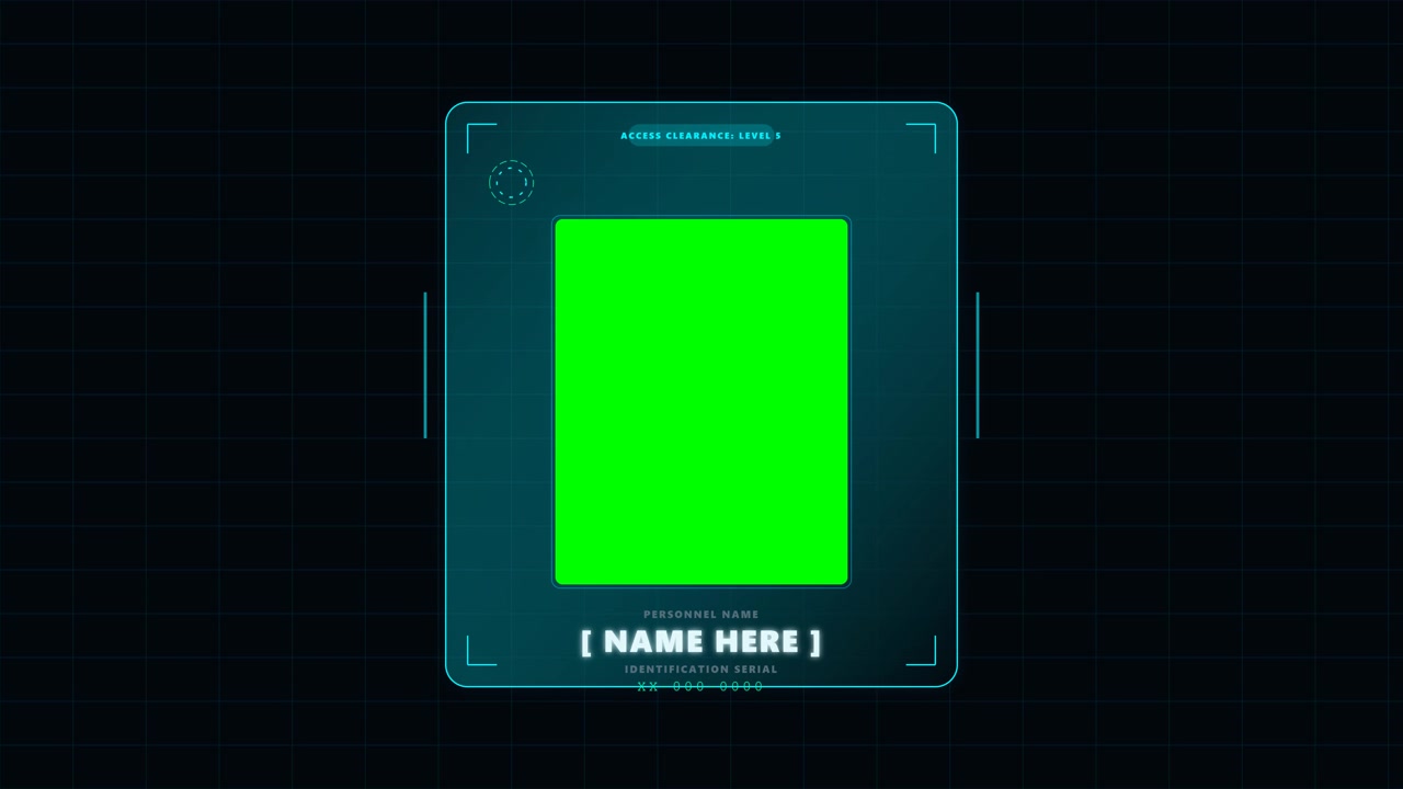 Futuristic Digital ID Card Template with Green Screen Placeholder