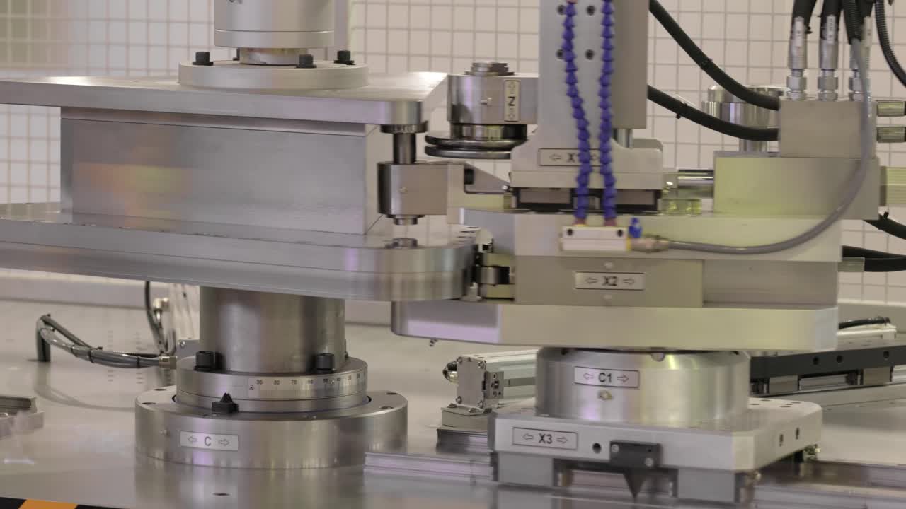 Bending machine for road signs. Modern industrial technology Making Industrial Details.
