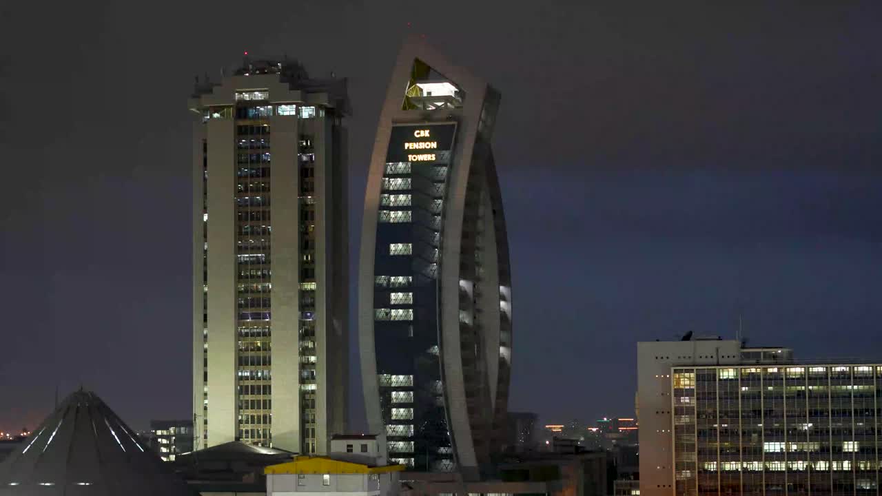 Night View of Nairobi Skyline Featuring CM Pension Towers