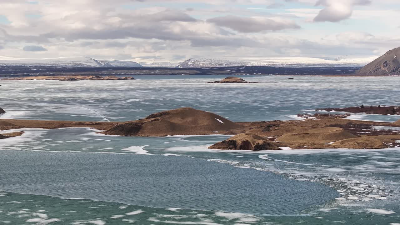 Glacial Lakes Of Mývatn, North Of Iceland - Aerial Drone Shot