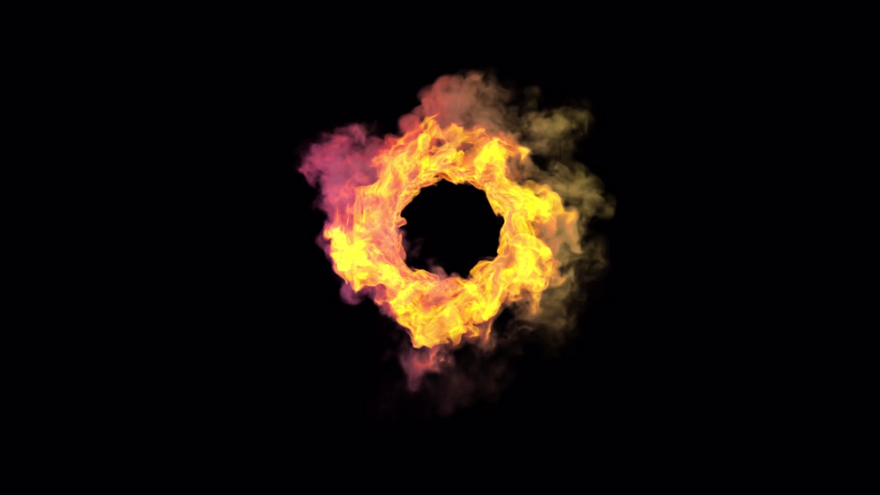 Abstract Ring of Fire and Colorful Smoke Effect