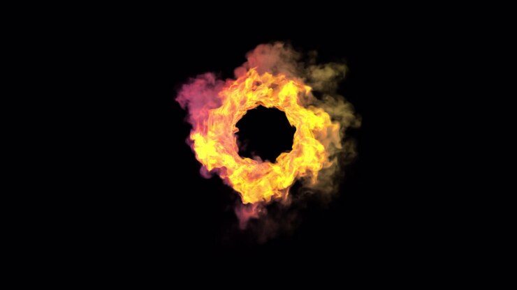 Abstract Ring of Fire and Colorful Smoke Effect