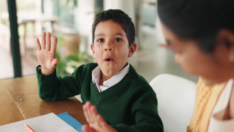 Homework,-maths-and-mother-high-five-child