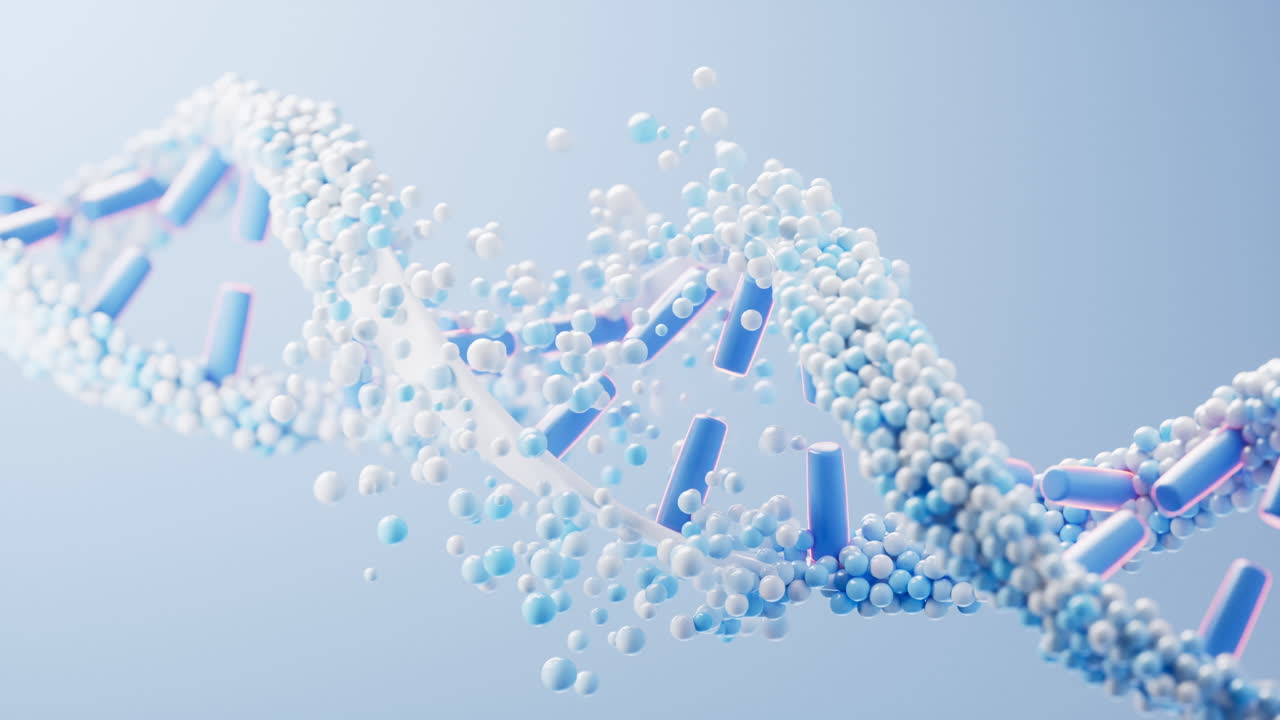 생물학적 개념과 함께 dna의 루프 애니메이션, 3d 렌더링