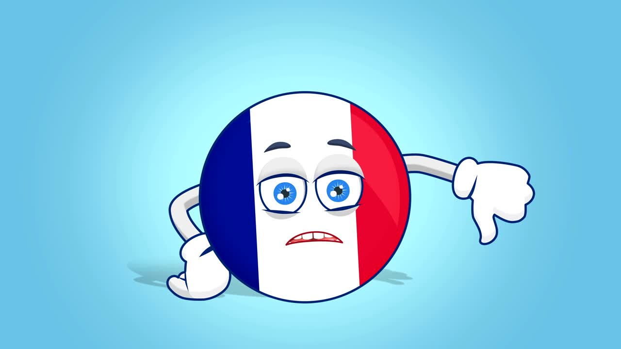 만화 아이콘 프랑스 발은 알파 매트와 함께 얼굴 애니메이션으로 좋지 않습니다.