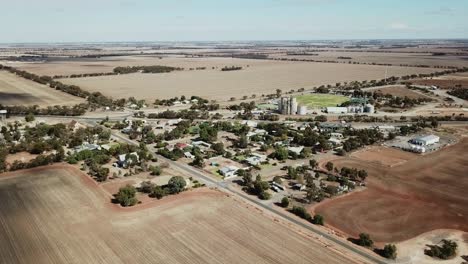 aerial view of a small rural town in australia