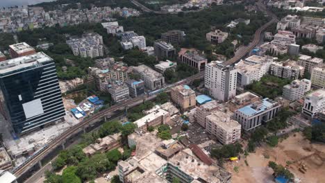 video aéreo del distrito central de negocios de hyderabad