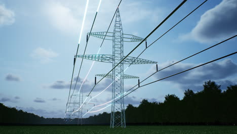 power tower cables over cloudy sky