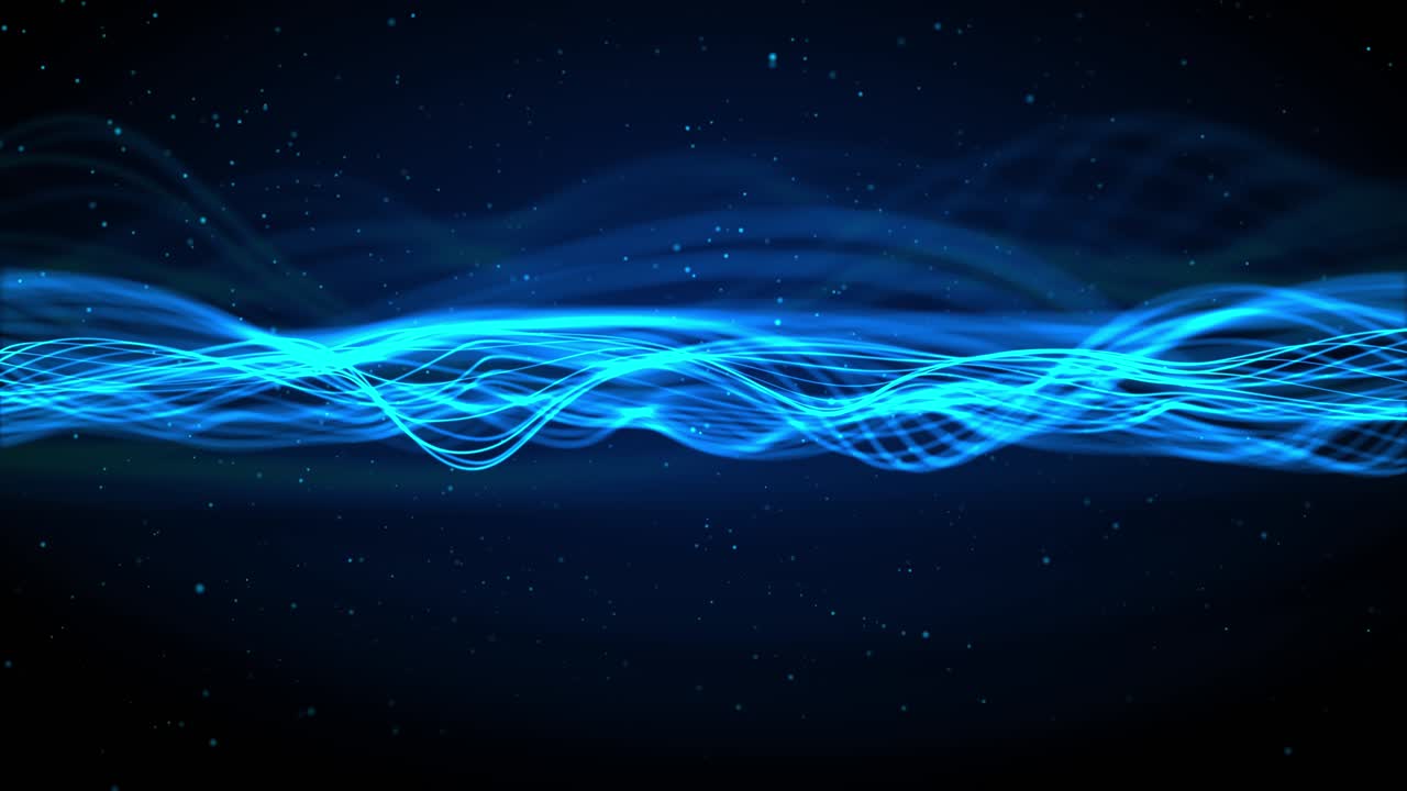 4k blue technology wave particles is a spectacular motion blue light particles rising wave particles