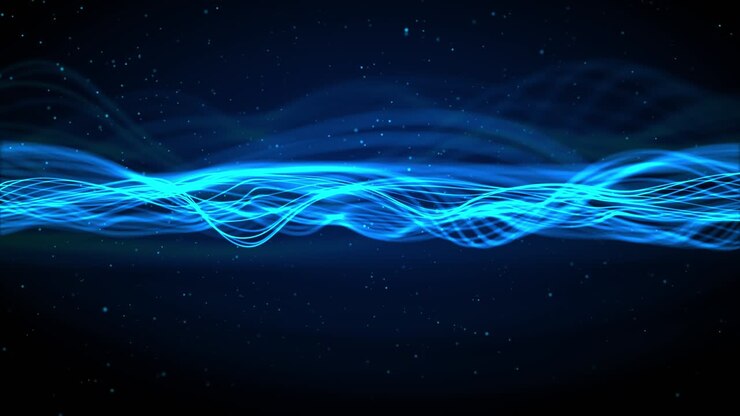 4k blue technology wave particles is a spectacular motion blue light particles rising wave particles
