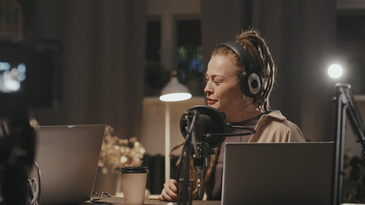 Female Podcast Host Telling Story