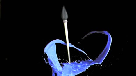 animation of brush moving and blue stains on black background