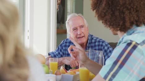 video of diverse family spending time together and having dinner outside