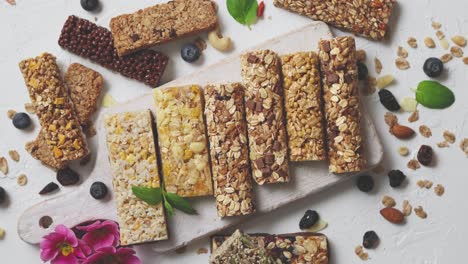 homemade gluten free granola bars with mixed nuts  seeds  dried fruits